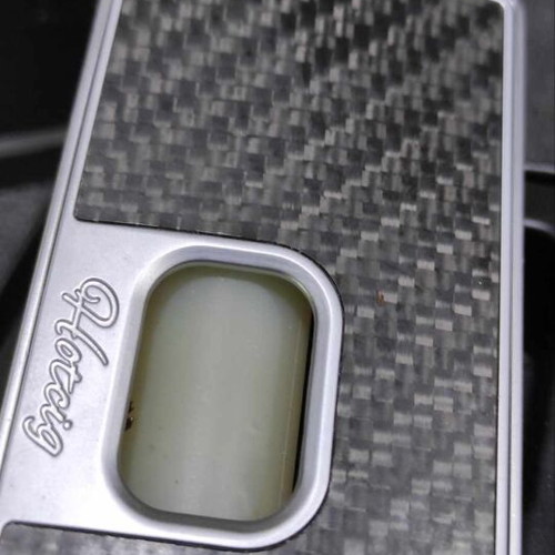 RSQ Squonk Mod Hotcig used, silver metal with black carbon