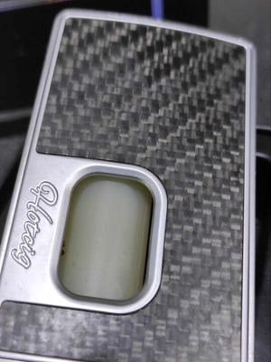 RSQ Squonk Mod Hotcig used, silver metal with black carbon