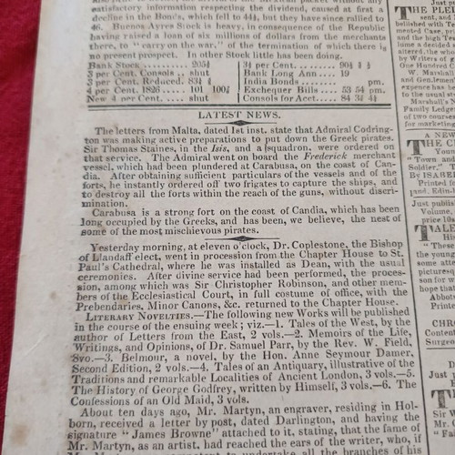 John Bull English Newspaper 1827 like new with Battle of Navarino