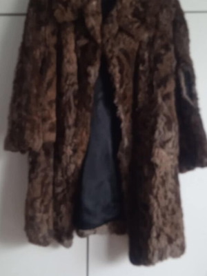Authentic rabbit fur coat used, brown and black, size M