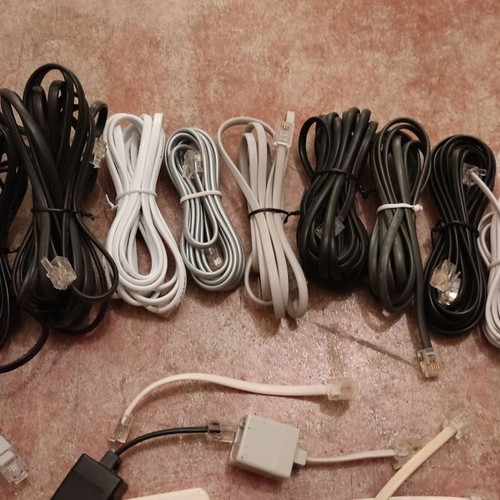Telephone cables and parts used, switch and splitter included