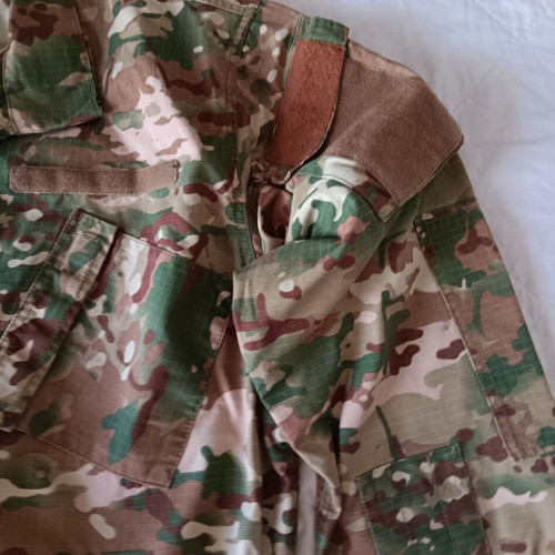 Military camouflage uniform set used, size extra large with pockets