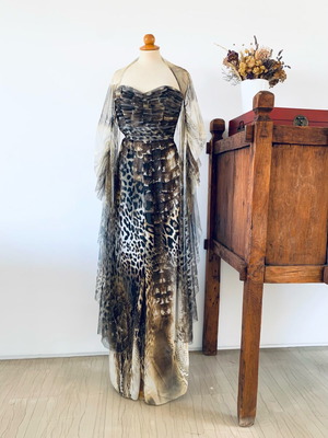 Veloudakis Strapless One-Piece Jumpsuit Animal Print New, Size M