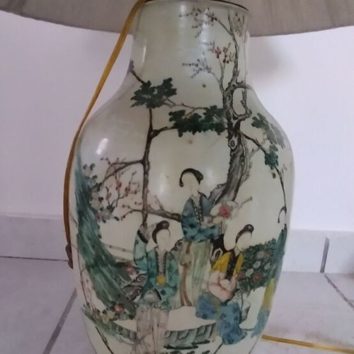 Chinese vase used as lamp base, like new, 45 cm height