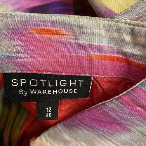 Warehouse medium strapless silk dress used, multicolor