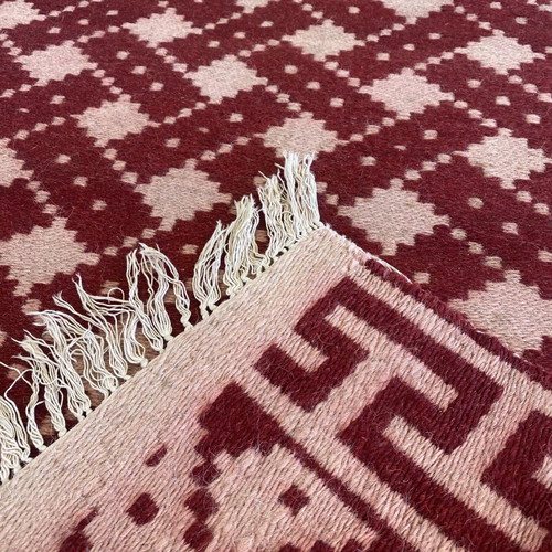 Handmade Kilim Runner Wool Carpet like new, rare geometric design