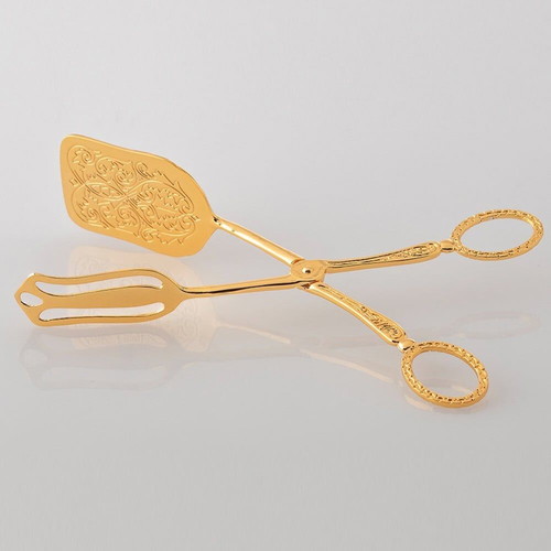 Silver-plated tongs new, gold color