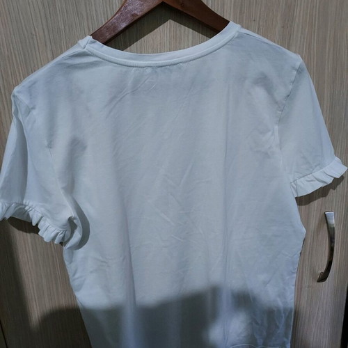 Zara blouse with ruffle sleeves, size L, like new, white