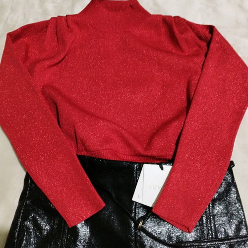 Red sweater new with shine and elasticity