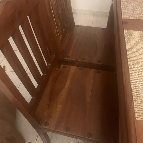 Solid wood dining table with 6 chairs set