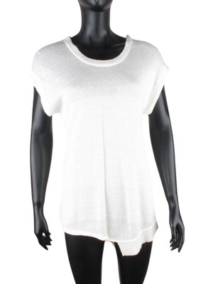 Masai women's summer tunic size L white fine knit asymmetrical hem like new