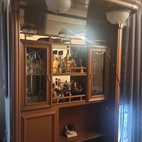 Bar living room unit like new, carved natural wood