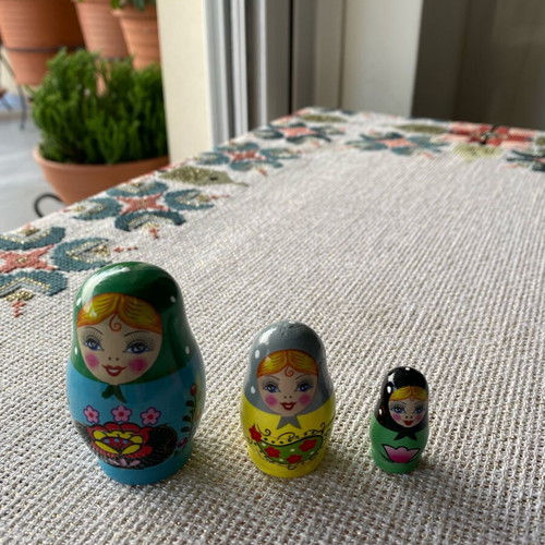 Matryoshka doll collectible like new, set of 5 with unique costumes
