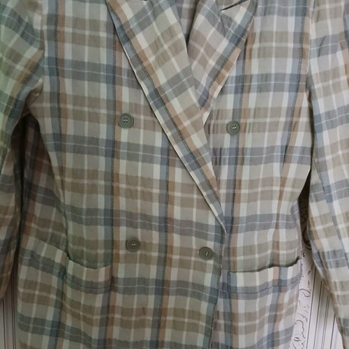 Vintage linen checked jacket large like new