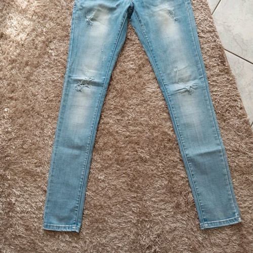 Women's jeans used with rips, size XS, blue