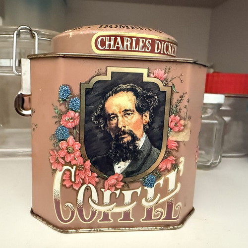 Vintage Charles Dickens Coffee Tin Canister used