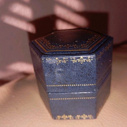 Elegant English vintage leather jewelry box like new with gold ornaments