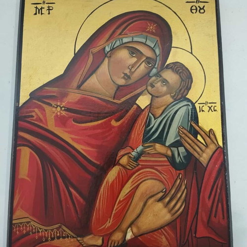 Set of 3 religious icons used, St. Constantine and Helen, Virgin Mary, Vine