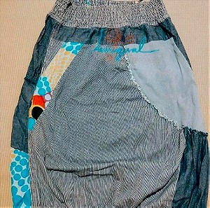 Medium Desigual Νο38 Γυναικ. βαμβακερό τιραντέ mini καλοκαιρινό φόρεμα γκρι μπλε