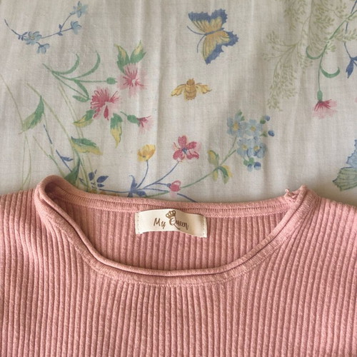 Pink ribbed knitted blouse like new, size S