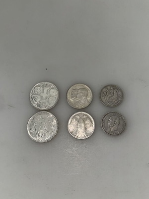 Silver coins like new, set of 6 Greek drachmas 1960-1967