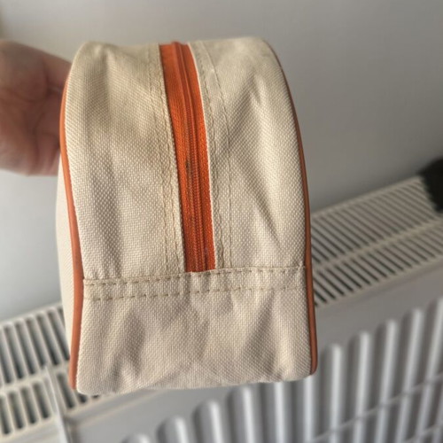 Large zipper travel toiletries pouch H&M like new, beige and orange
