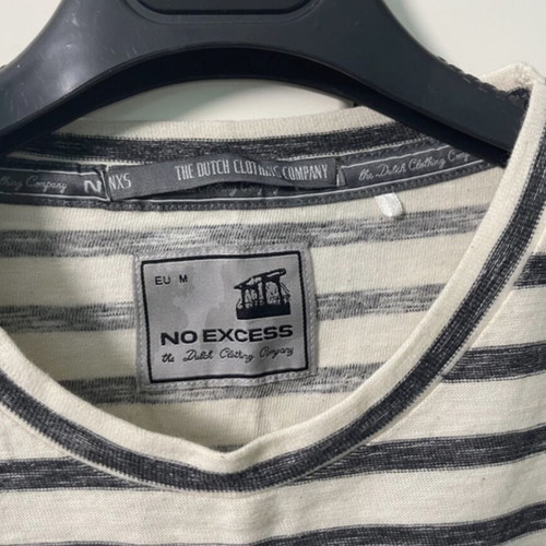 No Excess men's long sleeve shirt, size M, gray and beige