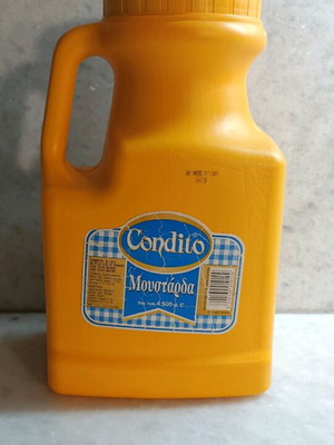 Condito mustard empty packaging used, large 4.5 kg container