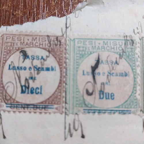 Italian tax stamps used from 1920, set of 4 pieces