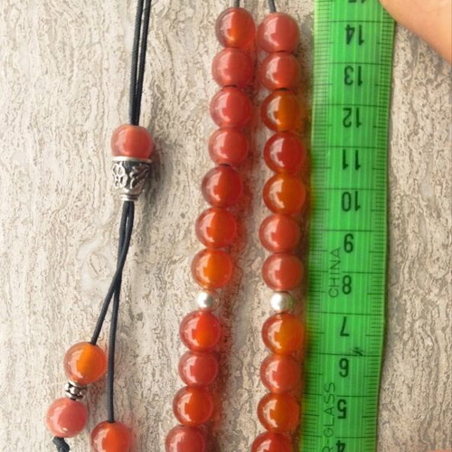 Worry beads handmade from red agate new with 33 beads