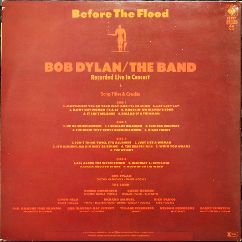 Bob Dylan/The Band Before the Flood LP like new, rock