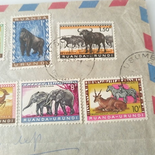Postwar Airmail Envelope with Thematic Animal Stamps 1945 used