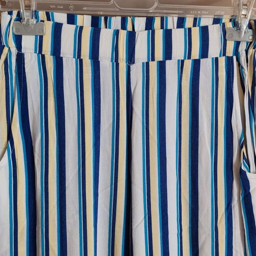 Cotton pants loose straight line size M, like new, blue and yellow