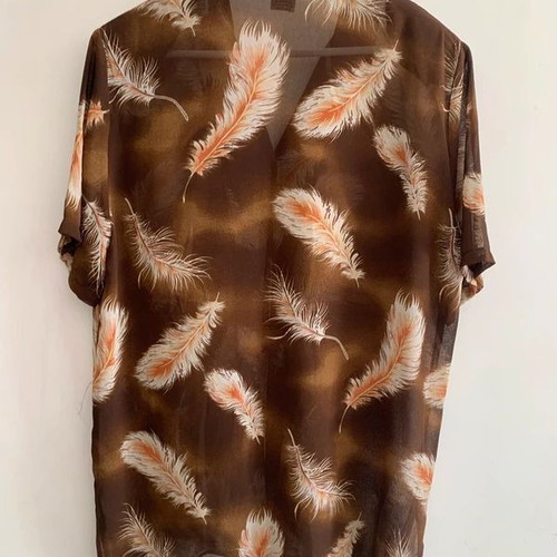 Shirt XL used, brown and orange, semi-transparent with shoulder pads