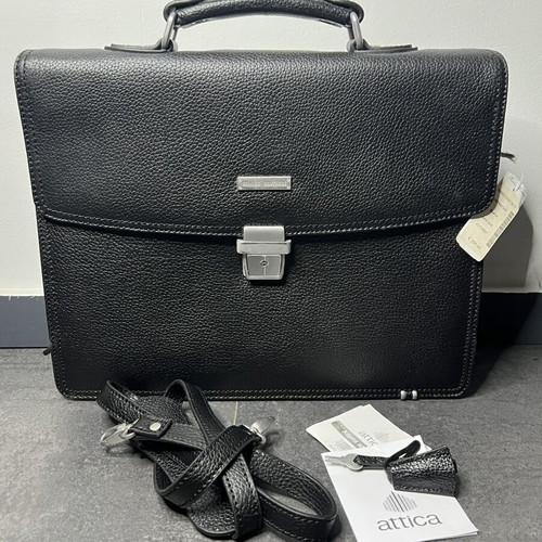 Brooks Brothers γνήσιος δερμάτινος μαύρος χαρτοφύλακας