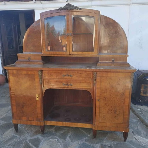 Art Deco Buffet with Display Cabinet used, needs restoration