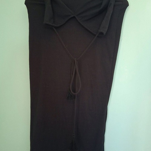 Dilek Hanif black dress size 38 new, rib with adjustable cord