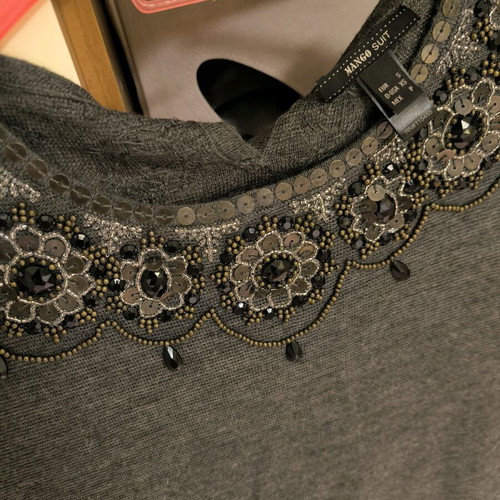 Mango knitted dress with necklace detail, like new, gray, size S