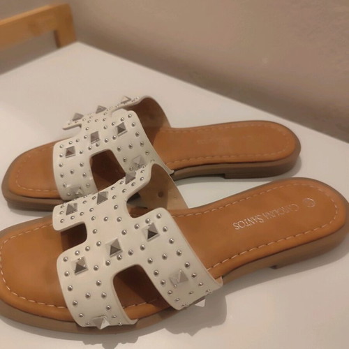 Women's sandals new, size 38, white and brown