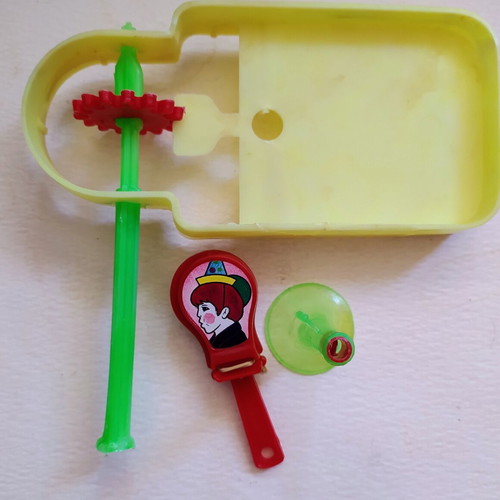Vintage plastic clapper toy "Remi" Lucky cap, rattle and whistle