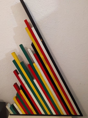 Pop Art διακοσμητικό μεταχειρισμένο από χρωματισμένα ξύλα επιτοίχιο