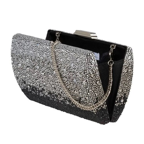 Anna Cecere clutch with crystals new, black and silver