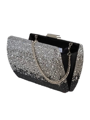 Anna Cecere clutch with crystals new, black and silver
