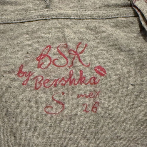 BSK by Bershka Sleeveless Hoodie S like new, grey melange with pink print
