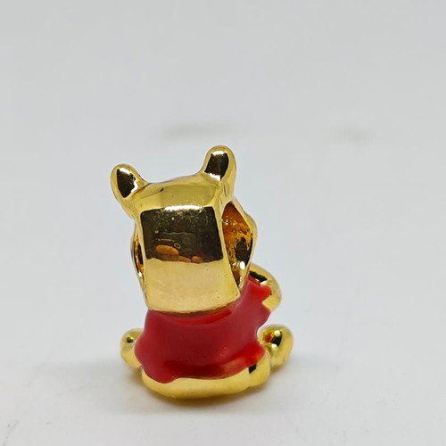 Disney Winnie the Pooh Charm pendant, like new, gold plated with red enamel
