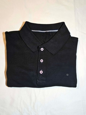 Men's black striped T-shirt, size L, cotton
