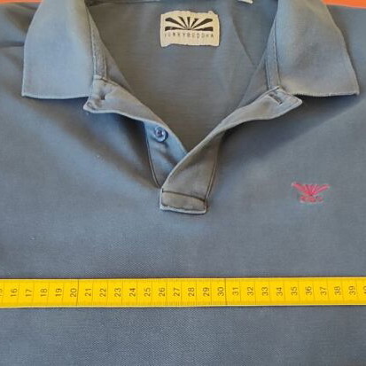 Funky Buddha men's polo blue L cotton used with vintage look