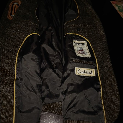 Scotch retro jacket with patches like new, brown, sizes L XL