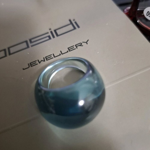 Resin rings new, size 55, transparent and blue, set of 2
