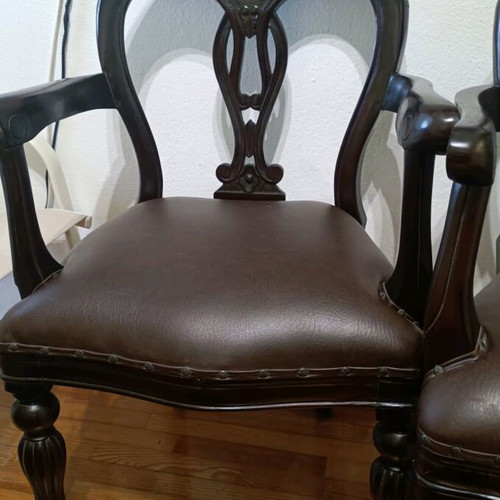 Wooden chairs with leather like new, set of 2